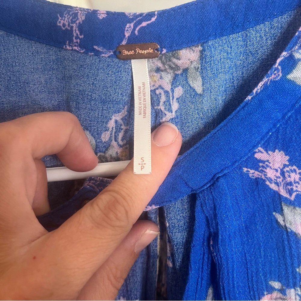 Free People Floral Blue Mini Dress - Picture 3 of 6